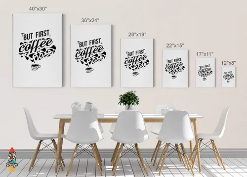 Miniatura 5 de HB Art Design But First Coffee - Lienzo con cita y taza en blanco y negro, arte de pared, decoración de cafetería, decoración de café, decoración