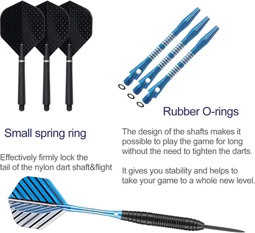 Miniatura 4 de Darts Metal Tip Set - 3 Pack Professional 22 Grams Steel Tip Darts with Slim Case Black Purple Blue Aluminum Shafts 9 Flights 50 Rubber O'Rings 1