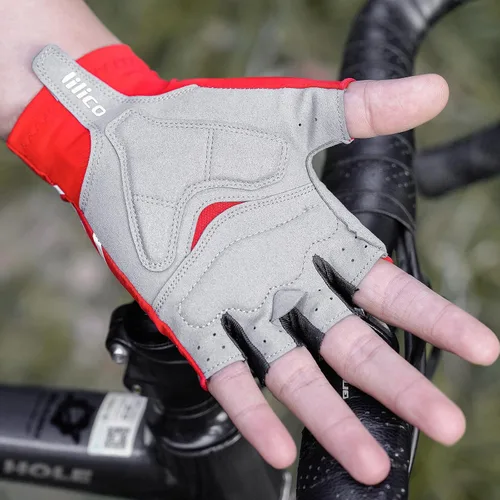 Miniatura 7 de Guantes de ciclismo transpirables para bicicleta de montaña, guantes acolchados de gel de medio dedo, guantes de ciclismo para hombres y mujeres que
