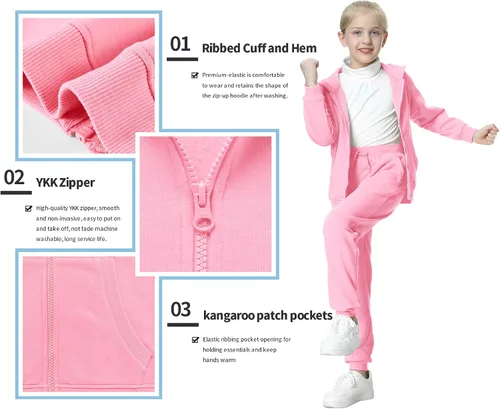 Miniatura 3 de UNACOO Sudadera con capucha y cremallera para niñas y niños pequeños con capucha y cremallera (edad 3-12 años), Multi