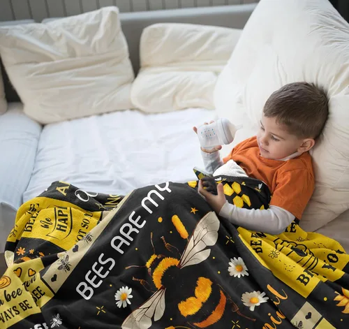 Miniatura 8 de Punofell Regalos únicos de abeja para mujeres/hombres/niños, manta temática de abeja bonita de 50 x 60 pulgadas, decoración de abeja, accesorios