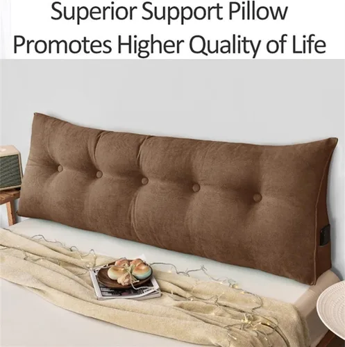 Miniatura 2 de Almohada triangular para cabecero de lectura, cojín de cuña, almohada grande para cama / almohada de lectura para sentarse en reposo en cama, Marrón