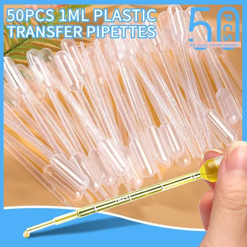 Miniatura 6 de Teenitor Pipetas de transferencia de 1 ml, cuentagotas para los ojos, 50 piezas de pipetas de plástico, pipetas de transferencia y cuentagotas