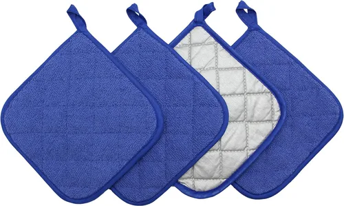 Miniatura 8 de Juego de 4 soportes de algodón para ollas de algodón, lavables a máquina, resistentes al calor, para uso diario, cocina, almohadillas calientes, Gris