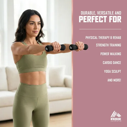 Miniatura 6 de RBX Pesas de mano, pesas de mano de neopreno para entrenamientos en casa, entrenamiento cardiovascular y de fuerza, equipo de gimnasio en casa