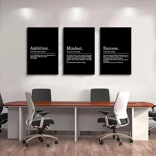 Miniatura 6 de Pintura en Lienzo Inspiracional Arte de Pared - EPHANY ART, Impresiones de Citas de Mentalidad, Póster Enmarcado de Emprendedor Exitoso Citas M-3pcs