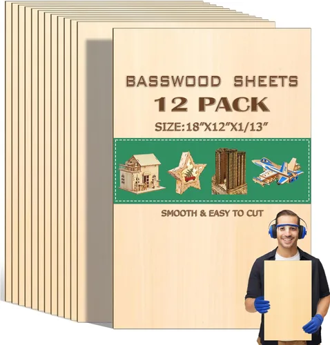 Miniatura 9 de Piezas de madera sin terminar, hojas de tilo para manualidades, perfectas para proyectos de bricolaje, pintura, dibujo, grabado de madera láser