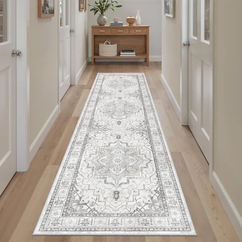 Miniatura 590 de Madane Tapete lavable de 2 x 10 pies para pasillo, cocina, recibidor, clásico, suave, antideslizante para interiores, casa de campo, baño, sala