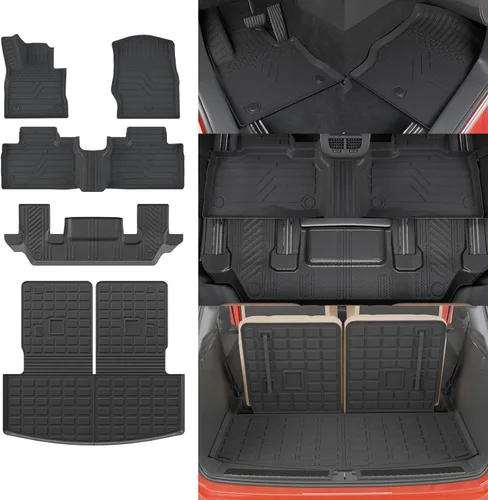 Alfombrillas de Piso Compatibles con Ford Explorer 2020-2026 de 6 Asientos, Alfombrilla de Maletero, Forro de Carga TPE, Protector de Asiento