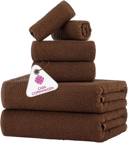 Miniatura 39 de CASA COPENHAGEN Solitaire 6Pcs 100% Egyptian Cotton Large Designer Towels Gift Set- Dusty Blue, 600GSM, 2Bath 2Hand 2Washcloths, Bath Towels for