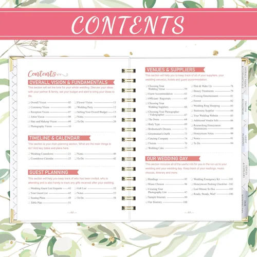 Miniatura 5 de Artan - Agenda de boda y organizador – Planificadores de boda, planificador de boda para novia con 5 secciones con pestañas, 6.5 x 8.5 pulgadas