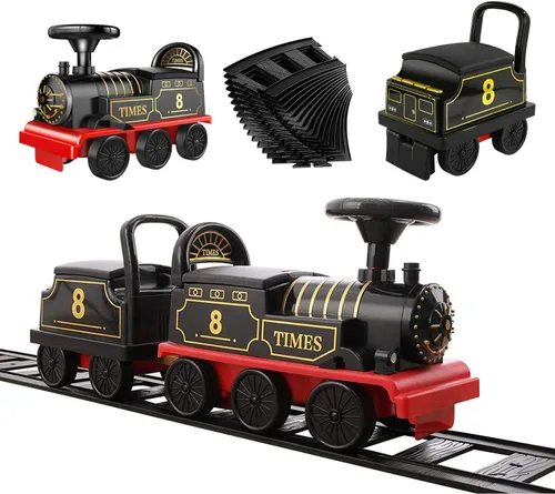 Juguetes de Tren para Montar Conjunto de Tren Eléctrico con Vía de 2 Asientos Vagón de Carga, Música, Luz Regalos de Navidad y Cumpleaños para Niños