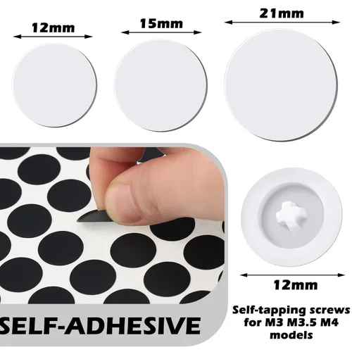 Miniatura 2 de Eersida 100 piezas de tapas para tornillos autoperforantes de plástico y 580 piezas de pegatinas autoadhesivas para cubrir agujeros de tornillos