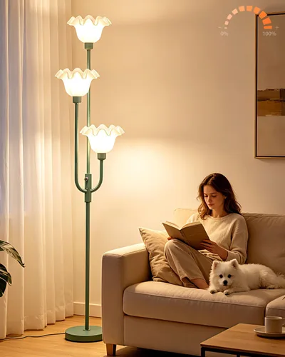 Miniatura 15 de Lightdot Lámpara de pie rosa regulable de 60 pulgadas, lámparas de pie de mediados de siglo con 3 bombillas G9 de 3000 K de color blanco cálido
