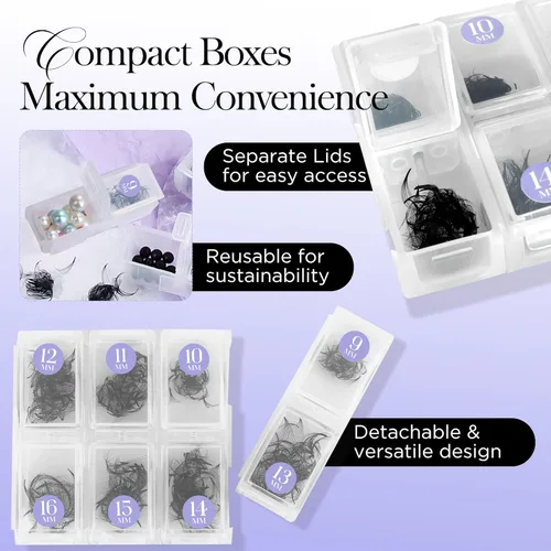 Miniatura 6 de BEYELIAN Extensiones de pestañas rizadas 10D de 0.003 in, abanicos prefabricados, abanicos sueltos hechos a mano, mezcla de 0.07 a 0.63 pulgadas