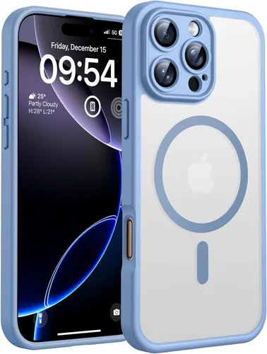 Miniatura 47 de TOCOL Funda magnética 3 en 1 para iPhone 14 Pro, mejorada [protección completa de cámara] con 2 protectores de pantalla, funda de grado militar Azul