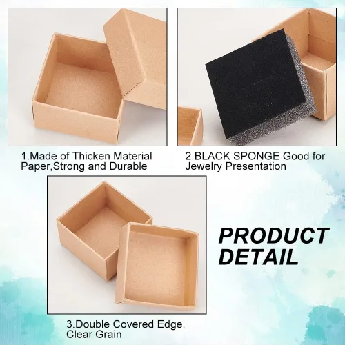 Miniatura 4 de BENECREAT Paquete de 24 cajas pequeñas de cartón para pendientes de 1.88 x 1.8 x 1.33 pulgadas, cajas de regalo cuadradas de cartón para Navidad