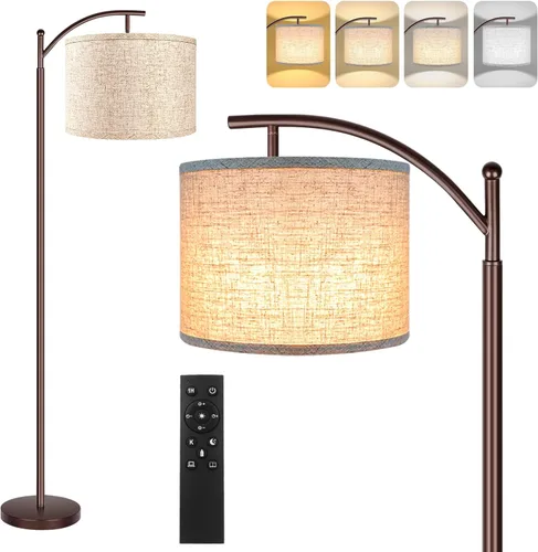 Miniatura 19 de Rottogoon - Lámpara de pie para sala de estar, lámpara de pie LED con 2 pantallas para dormitorio, incluye bombilla LED de 9 W - Negro Sombra
