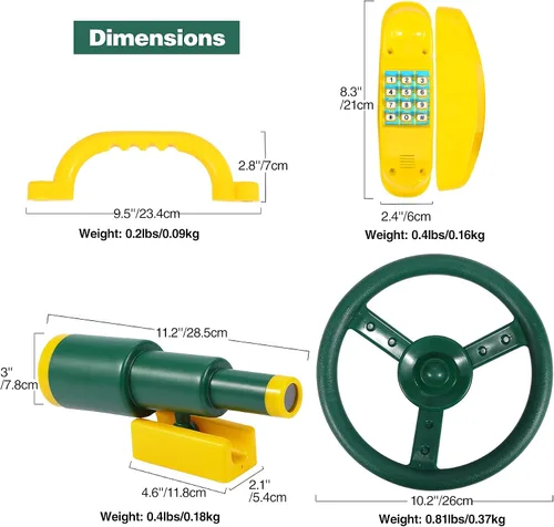Miniatura 2 de RedSwing Accesorios para patio de recreo para niños, accesorios para columpios al aire libre con rueda de barco pirata, telescopio de juguete