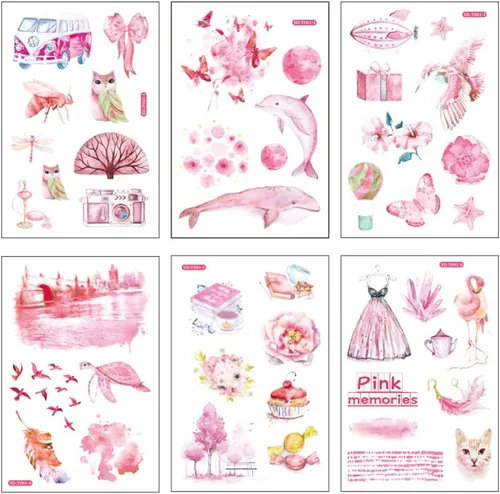 Miniatura 20 de 12 hojas de lindas calcomanías washi kawaii animales artesanales calcomanías decorativas para álbumes de recortes, planificador diario, collage