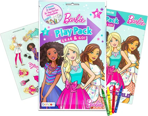 Miniatura 3 de Barbie - Libros para colorear y actividades para niños de 4 a 8 años, paquete con calcomanías hinchadas y paquete de juego