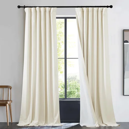 Miniatura 63 de NICETOWN Cortinas blancas extralargas de 144 pulgadas para telón de fondo, cortinas de terciopelo con aislamiento térmico y reducción de ruido