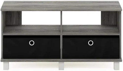 Miniatura 4 de Furinno Andrey - Centro de entretenimiento con cajones, roble francés gris/negro