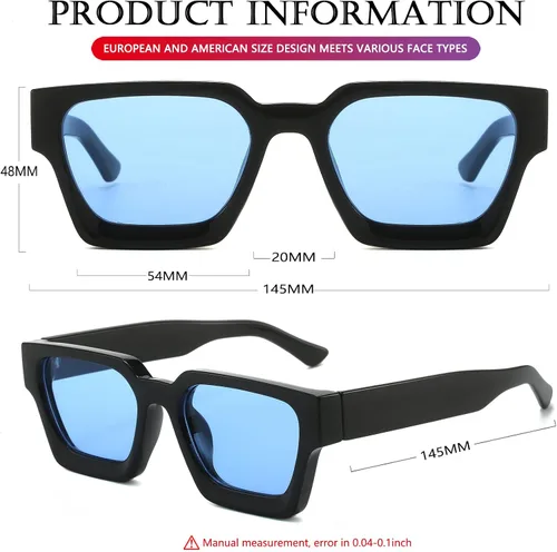 Miniatura 64 de AIEYEZO Gafas de sol cuadradas para mujeres y hombres, gafas de sol cuadradas con montura gruesa, estilo de diseñador simple