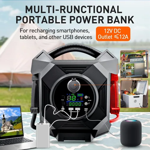 Miniatura 3 de YULU CAT-797 Arrancador de salto ultra potente - 30000A 12V/24V batería Booster Pack con cables de puente comerciales, iluminación exterior DC/USB