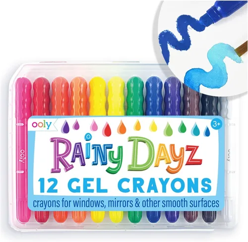 Miniatura 10 de Ooly Smooth Stix - Crayones de gel para niños y adultos con pincel, juego de 6 colores arcoíris de acuarela para vidrio y papel con estuche, juego