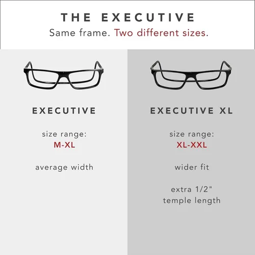 Miniatura 5 de Clic Lentes de lectura magnéticos, lectores ajustables para colgar en el cuello, ajuste seguro con diadema rígida, ejecutivo XL