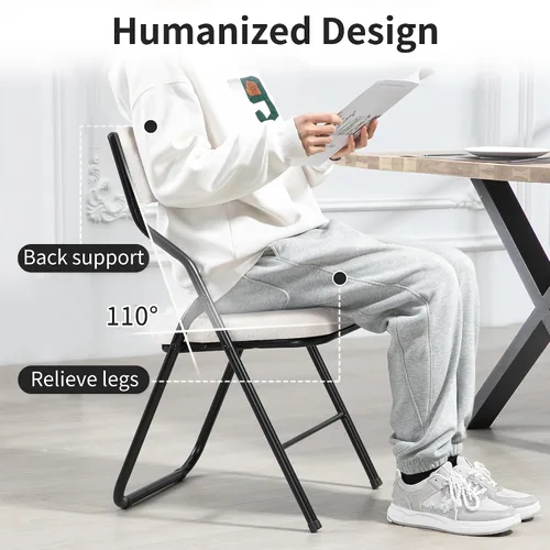 Miniatura 5 de HOMEFUN Paquete de 4 sillas plegables acolchadas, sillas de comedor plegables con cojín, asiento adicional portátil y ensamblado para invitados