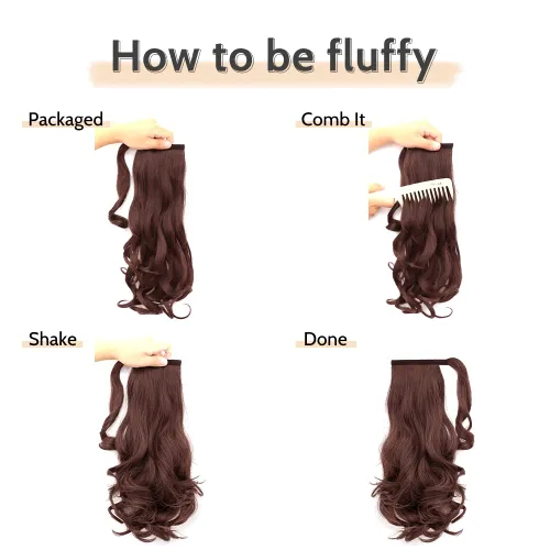 Miniatura 7 de Auburn - Extensiones de cabello con clip de cola de caballo, extensiones de cola de caballo de 16 pulgadas, rizadas, onduladas, sintéticas