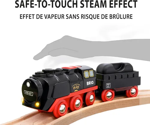 Miniatura 2 de BRIO World - Tren de Vapor Navideño - Tren Operado a Batería - Motor de Vapor Motorizado de 27 Piezas para Pista de Madera con Luces y Vapor Apto