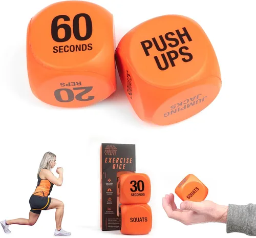 Dados de ejercicio Phoenix Fitness – Juego de dados de entrenamiento para cardio, entrenamiento HIIT y clases de ejercicio – El entrenamiento Naranja