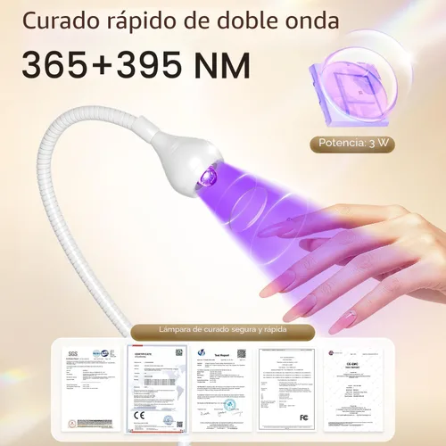 Miniatura 3 de AORAEM Lámparas LED de uñas de 3 W, lámpara flexible de cuello de cisne, secado rápido, secado rápido, lámpara de secado de esmalte de gel, luz