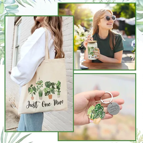 Miniatura 9 de Nefelibata Regalos para amantes de las plantas para mujeres, bolsa de mano Plant Lady de 16 onzas, taza de café helado Just One More con tapa