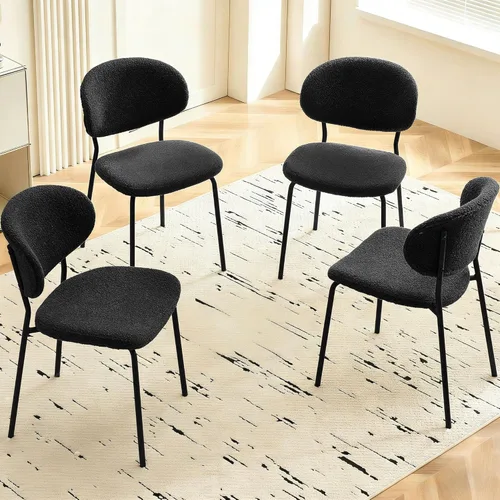 Miniatura 11 de Homedot Juego de 2 sillas de comedor tapizadas negras, modernas sillas de cocina de mediados de siglo tapizadas con cojín acolchado para comedor