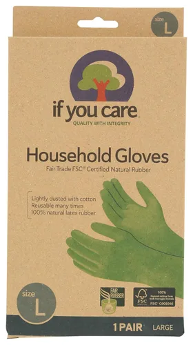 If You Care - Guantes de látex, grandes – 1 par (paquete de 1) – Para jardinería, lavado de platos, limpieza de cocina y baño – Forrados 100% en