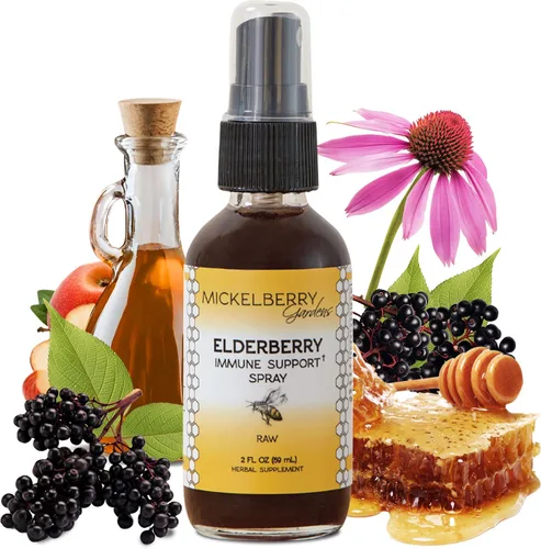 Mickelberry Gardens Espray para la garganta con propóleos de miel de saúco, apoyo inmunológico natural y capa de garganta para niños y adultos (2