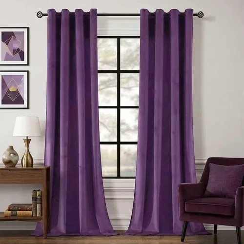 Miniatura 13 de Cortinas opacas de terciopelo morado oscuro de 108 pulgadas de largo, con ojales, para dormitorio, bloqueo de luz, aislamiento térmico, juego de 2