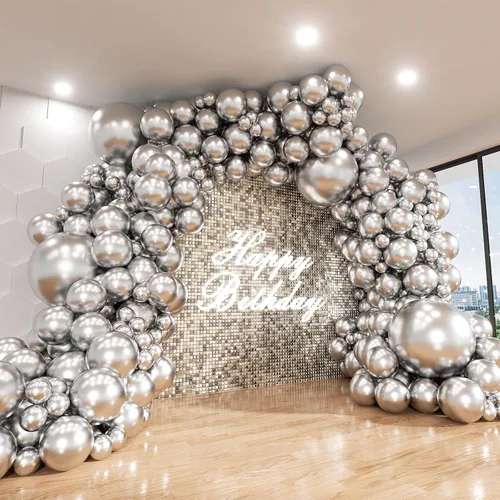 Miniatura 7 de Kit de Arco de Globos Azul ADOINBY, kit de 152 piezas de globos cromados macarrón azul marino y estrellas, kit de globos de diferentes tamaños