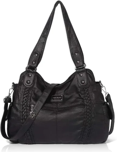 Miniatura 209 de Angel Barcelo - Bolsa de hombro amplia para mujer, diseño Hobo, cuero lavado