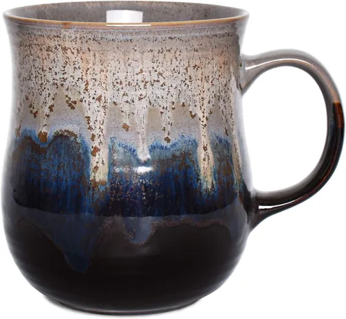 Bosmarlin Taza de café grande de cerámica, taza de té grande para oficina y hogar, 21 onzas, apta para lavavajillas y microondas, 1 unidad Gris