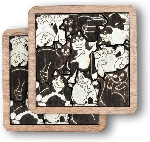 Miniatura 23 de 02 Posavasos de Perro Beagle - Juego de Posavasos de Madera con Rompecabezas de Perro Beagle - Posavasos Entrelazados tipo Rompecabezas con Diseño