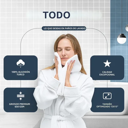 Miniatura 2 de White Classic - Juego de lujo de toallas de baño para baños, hoteles, spa y cocina, toallas de algodón egipcio, de alta absorción y de calidad