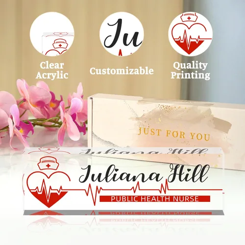 Miniatura 6 de Placa de Nombre Personalizada para Escritorio, Decoración de Oficina para Enfermeras para Mujeres y Hombres, Regalos de Apreciación para Empleados