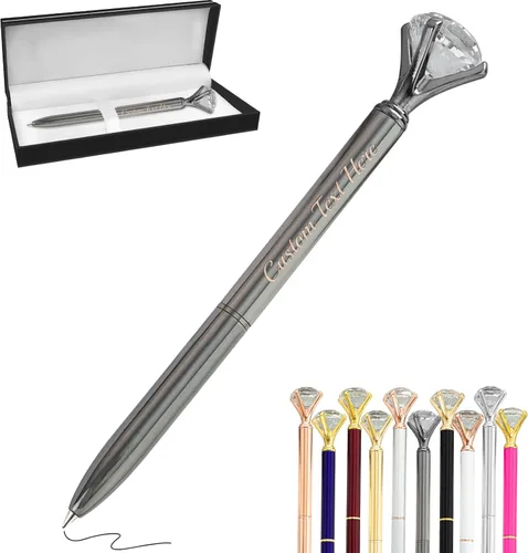 Miniatura 28 de Aolun 10 bolígrafos de diamantes con cristal personalizados a granel, bolígrafo de metal personalizado con nombre grabado, regalos de texto
