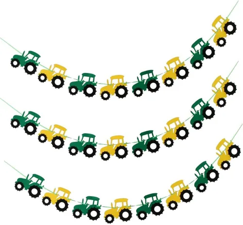 Cartel de fieltro para tractor, guirnalda de banderines de fieltro, para baby shower, niño, fiesta de cumpleaños, decoración interior y exterior