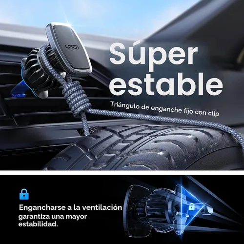 Miniatura 5 de LISEN Soporte magnético para teléfono para automóvil, soporte magnético para teléfono con clip mejorado y 6 imanes fuertes, imán magnético de Negro